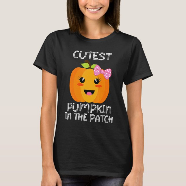 T-shirt Citrouille Cutest Dans Le Patch Drôle Halloween Me (Devant)