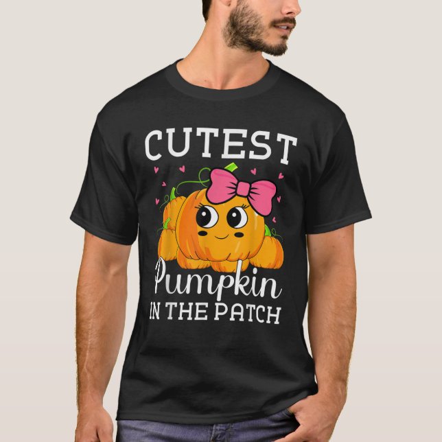 T-shirt Citrouille Cutest Dans Le Patch Drôle Halloween Me (Devant)