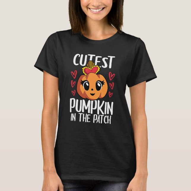 T-shirt Citrouille Cutest Dans Le Patch Les Filles Enfants (Devant)