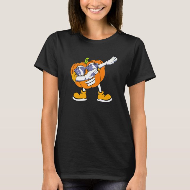 T-shirt Citrouille Dabbing Tête Halloween (Devant)