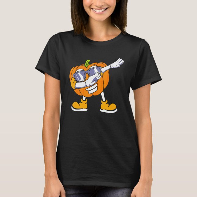 T-shirt Citrouille Dabbing Tête Halloween (Devant)