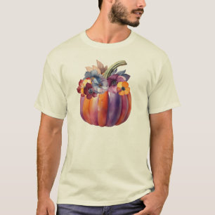 T-shirt Citrouille d'automne avec fleurs