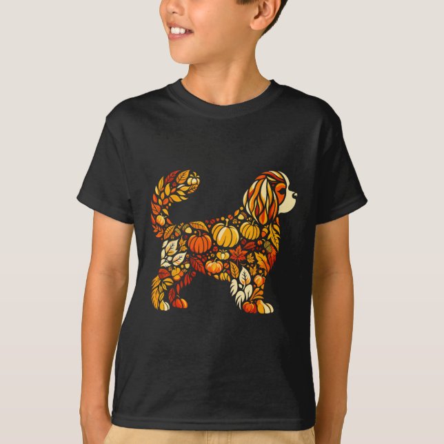 T-shirt Citrouille d'automne Cavalier King Charles Spaniel (Devant)