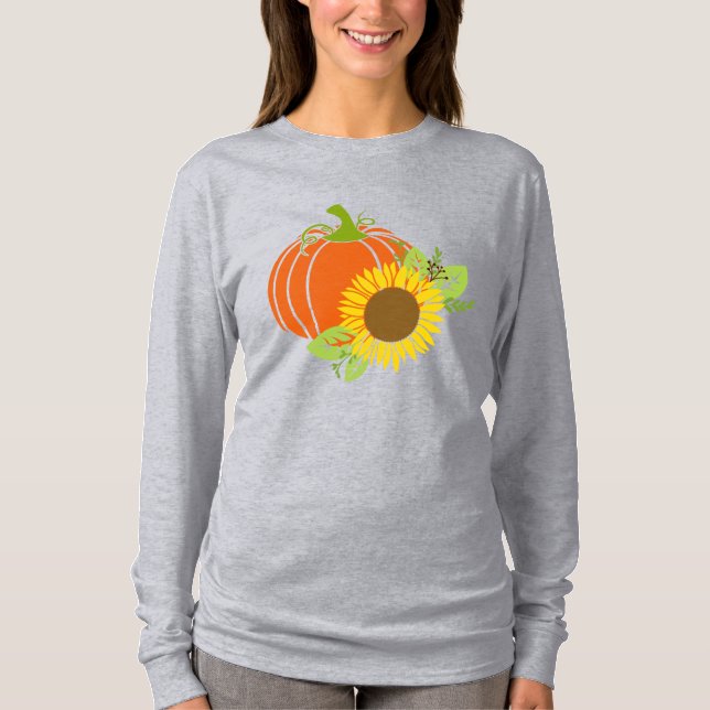 T-shirt Citrouille d'automne pour femmes et manches longue (Devant)