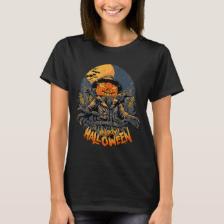 T-shirt Citrouille de champ de maïs détendu Face Scarecrow