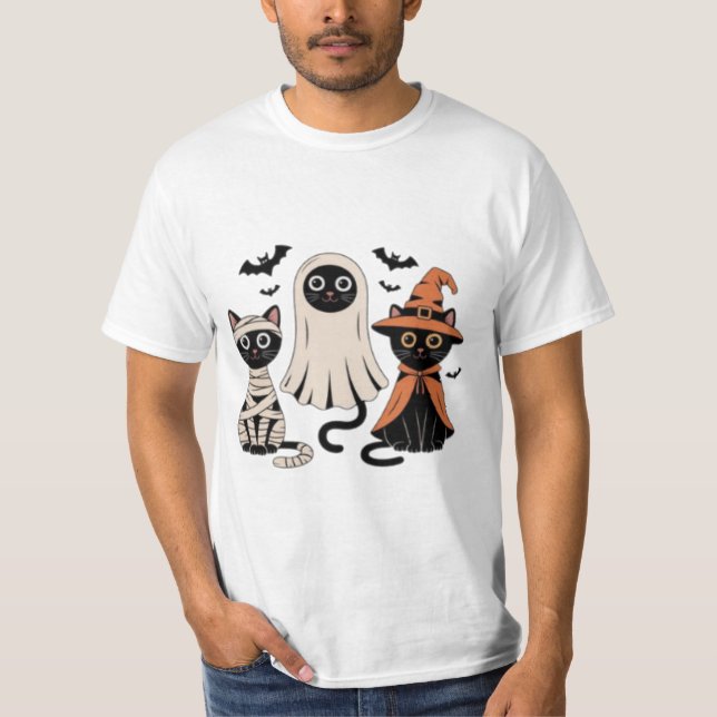 T-shirt Citrouille de chat noir (Devant)