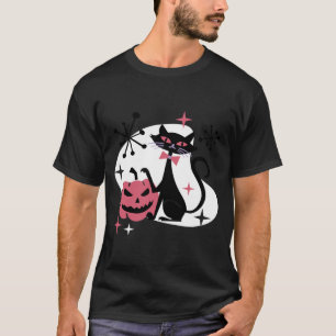 T-shirt Citrouille de chat noir rétro milieu de siècle Hal