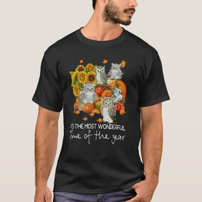 T-shirt Citrouille De Chouette D'Automne Itu2019s Le Temps (Devant)