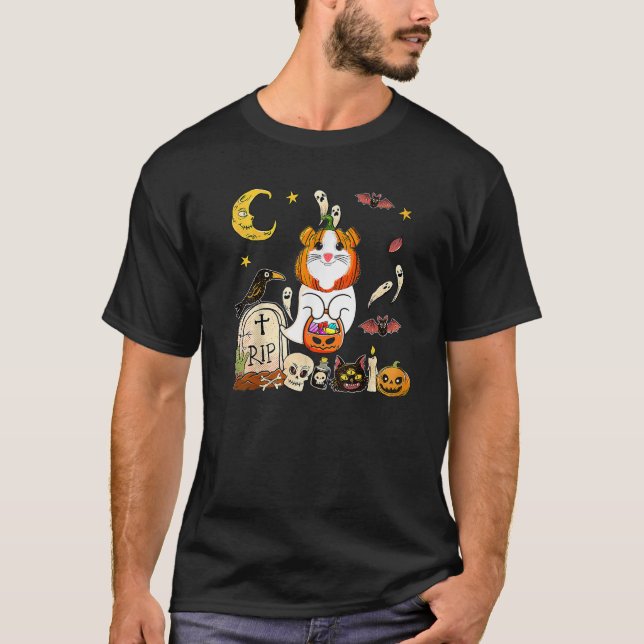 T-shirt Citrouille De Cochon De Guinée Face Comme Fantôme  (Devant)