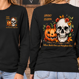 T-shirt Citrouille de crâne personnalisée Halloween avant
