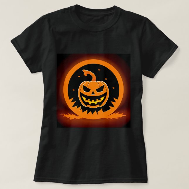 T-shirt Citrouille de Halloween avec visage effrayant (Design devant)