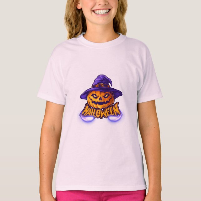 T-shirt Citrouille de Halloween pour fille (Devant)