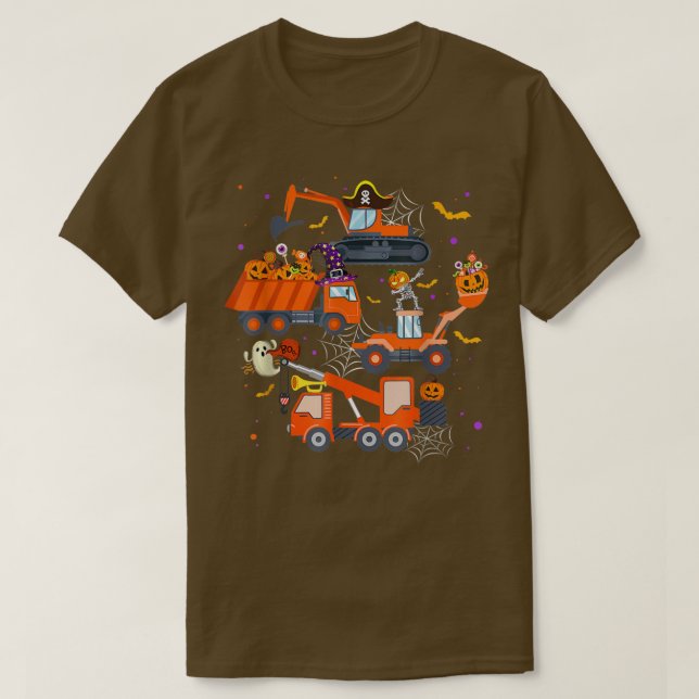 T-shirt Citrouille de la construction de camion de Hallowe (Design devant)