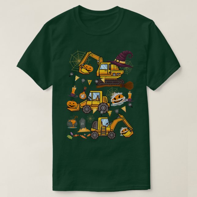 T-shirt Citrouille de la construction de camion de Hallowe (Design devant)
