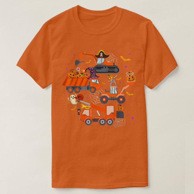 T-shirt Citrouille de la construction de camion de Hallowe (Design devant)