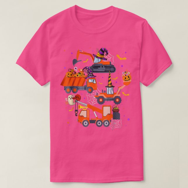 T-shirt Citrouille de la construction de camion de Hallowe (Design devant)