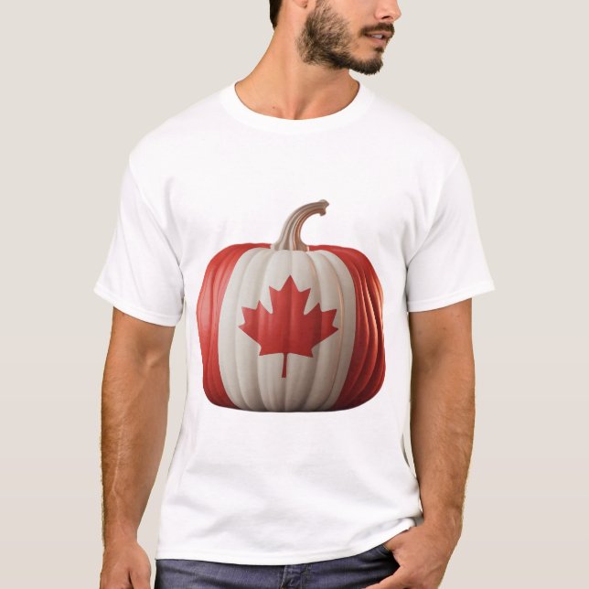 T-shirt Citrouille de la feuille d'érable du drapeau canad (Devant)