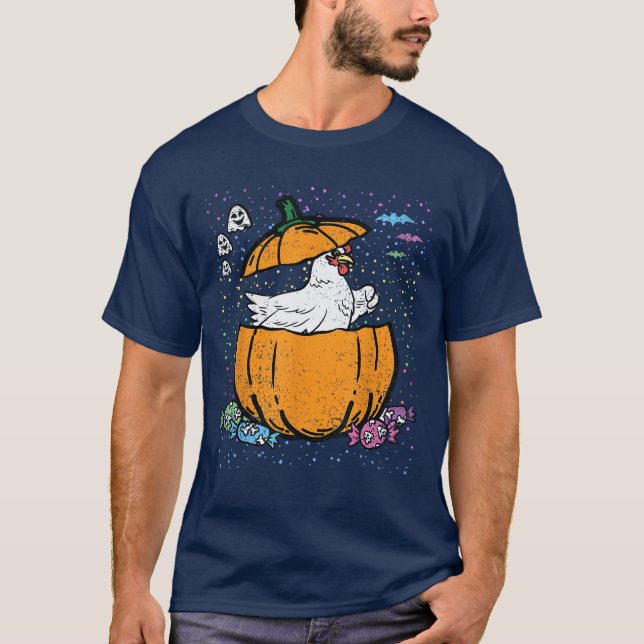 T-shirt Citrouille de poulet Halloween Costume de ferme An (Devant)