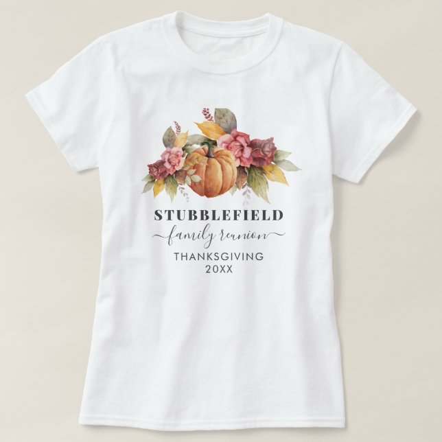 T-shirt Citrouille de réunion familial Thanksgiving person (Design devant)
