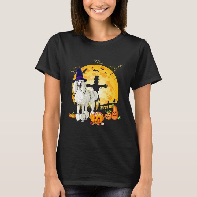 T-shirt Citrouille de sorcière Caniche standard Halloween (Devant)