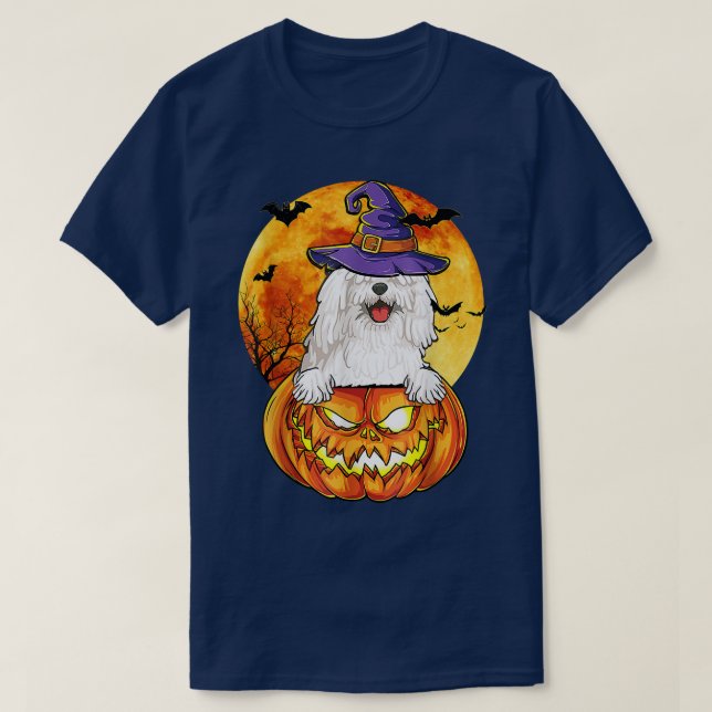 T-shirt Citrouille de sorcière Komondor Halloween Amoureux (Design devant)
