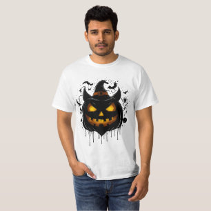 T-shirt Citrouille de sorcière noire aux yeux lumineux