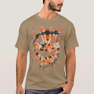 T-shirt Citrouille de teinture orange face Jack-o'-lantern