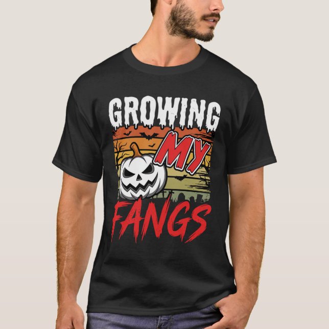 T-shirt Citrouille de vampire faisant pousser mes crocs Ha (Devant)