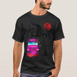T-shirt Citrouille d'Halloween Autobus Scolaire Rose Sorci