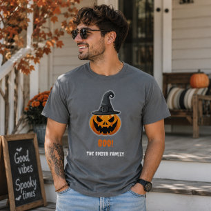 T-shirt Citrouille d'Halloween “BOO!” – Nom personnalisé