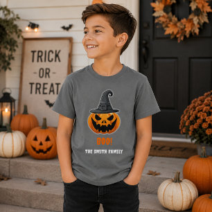 T-shirt Citrouille d'Halloween “BOO!” – Nom personnalisé