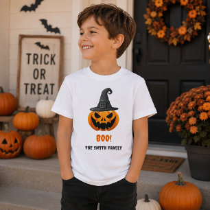 T-shirt Citrouille d'Halloween “BOO!” – Nom personnalisé