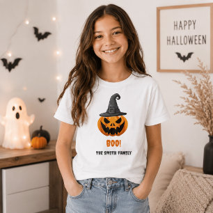 T-Shirt Citrouille d'Halloween “BOO!” – Nom personnalisé