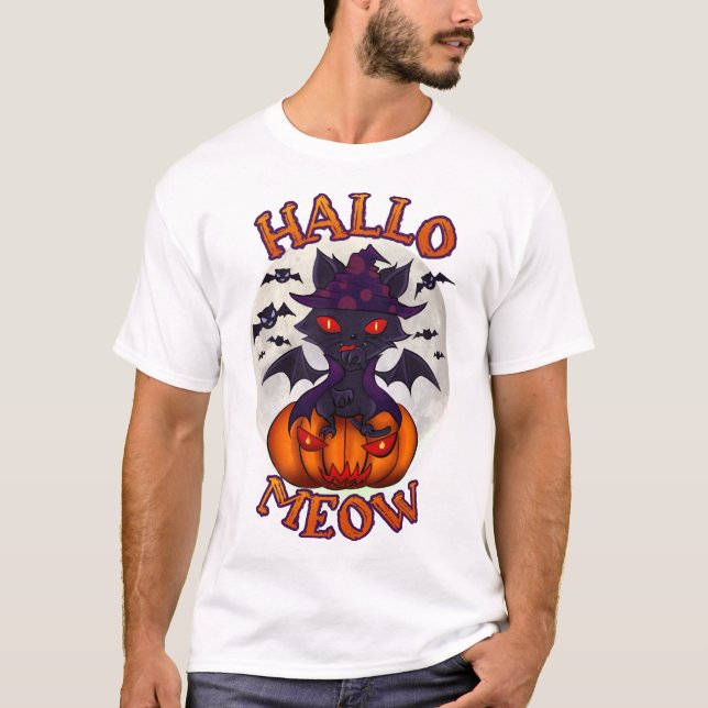 T-shirt Citrouille d'Halloween Chatoween (Devant)