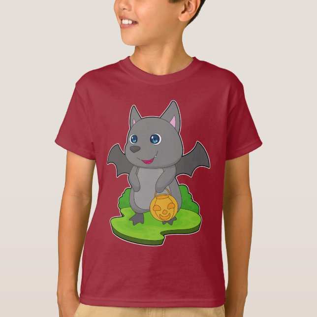 T-shirt Citrouille d'Halloween chauve-souris (Devant)