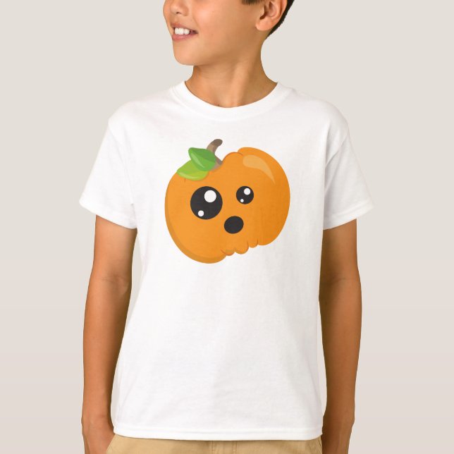 T-shirt Citrouille D'Halloween, Citrouille Orange, Tricot  (Devant)