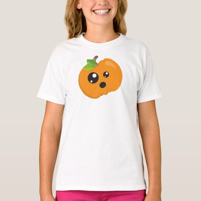 T-shirt Citrouille D'Halloween, Citrouille Orange, Tricot  (Devant)