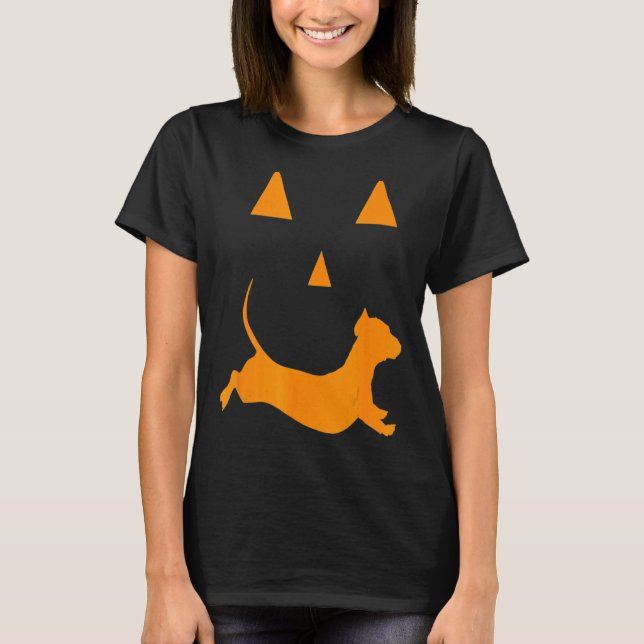 T-shirt Citrouille d'Halloween Dachshund Jack-o'-lantern C (Devant)