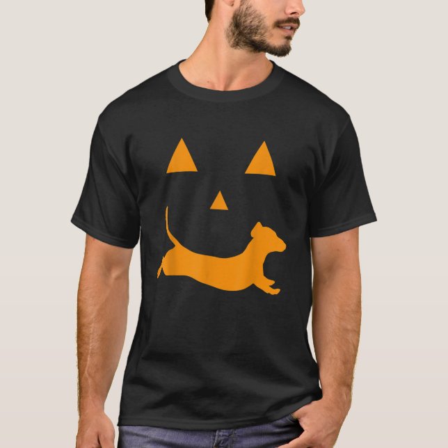 T-shirt Citrouille d'Halloween Dachshund Jackolantern (Devant)