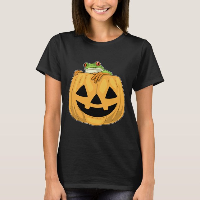 T-shirt Citrouille d'Halloween de grenouille (Devant)