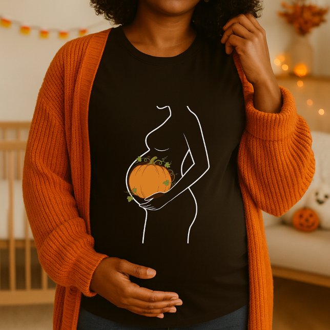 T-shirt Citrouille d'Halloween de maternité dans le ventre (Créateur téléchargé)
