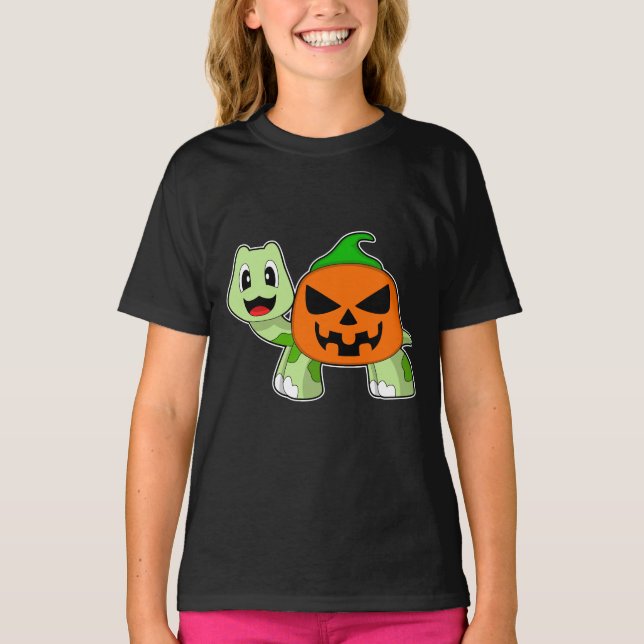 T-shirt Citrouille d'Halloween de Tortue (Devant)