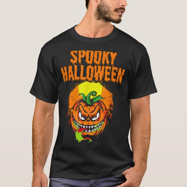 T-shirt Citrouille d'Halloween effrayante (Devant)