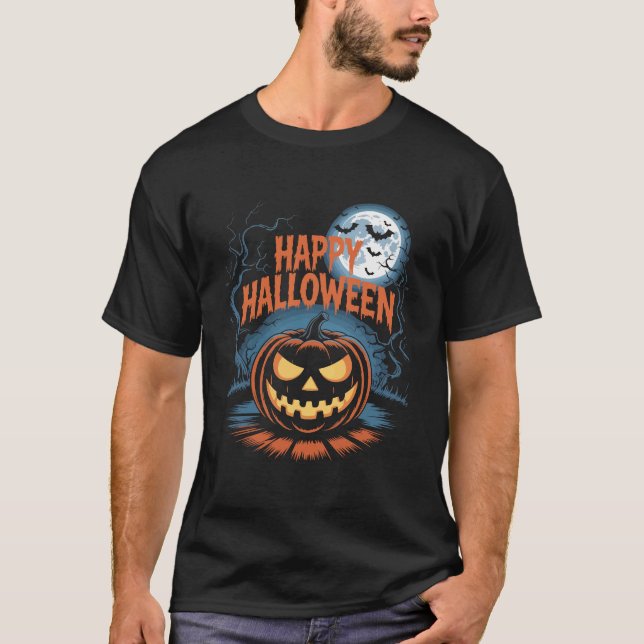 T-shirt Citrouille d'Halloween effrayante Jack O Lantern (Devant)
