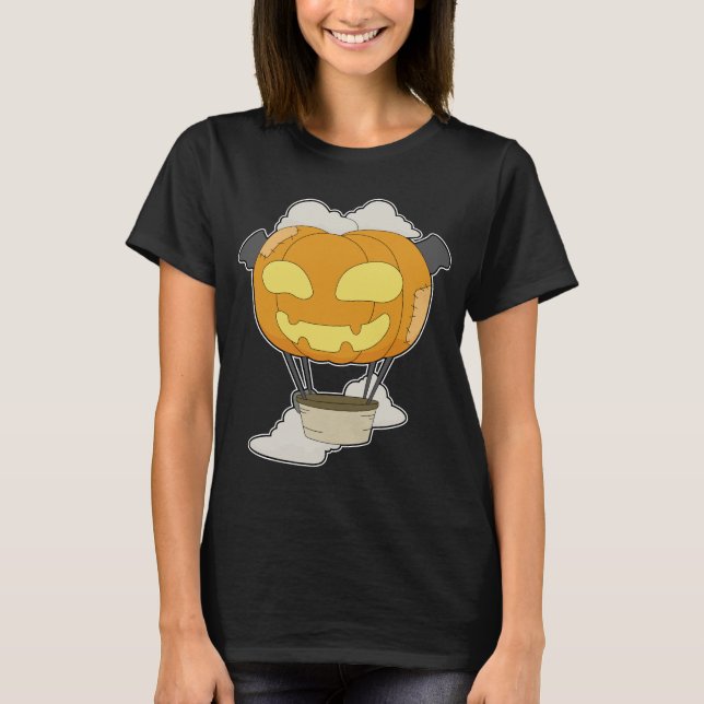 T-shirt Citrouille d'Halloween en montgolfière (Devant)