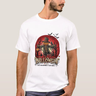 T-shirt Citrouille d'Halloween Épouvantail Corbeau Chauves