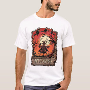 T-shirt Citrouille d'Halloween Épouvantail Sorcières Plein