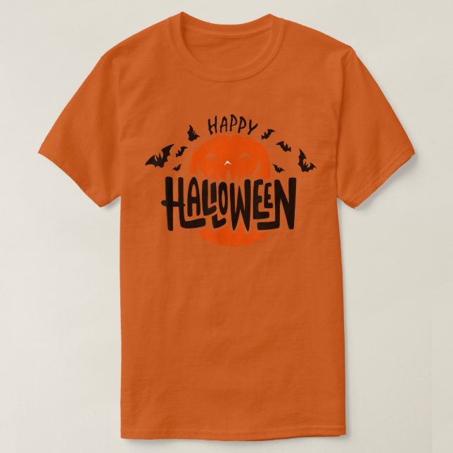 T-shirt Citrouille D'Halloween Et chauves-souris, Jack-o'- (Design devant)