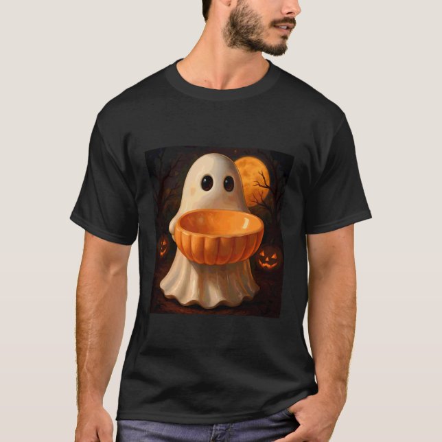 T-shirt Citrouille d'Halloween Fantôme Effrayant (Devant)
