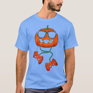 T-shirt Citrouille d'Halloween Jack-o'-lantern Gamer d'Hal